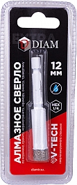 Упаковка алмазного сверла вакуумного спекания Diam Extra Line V-Tech HEX-E 1/4" 12 мм