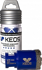 Упаковка коронки алмазной по керамограниту Keos Professional Vacuum Brazed M14 35 мм